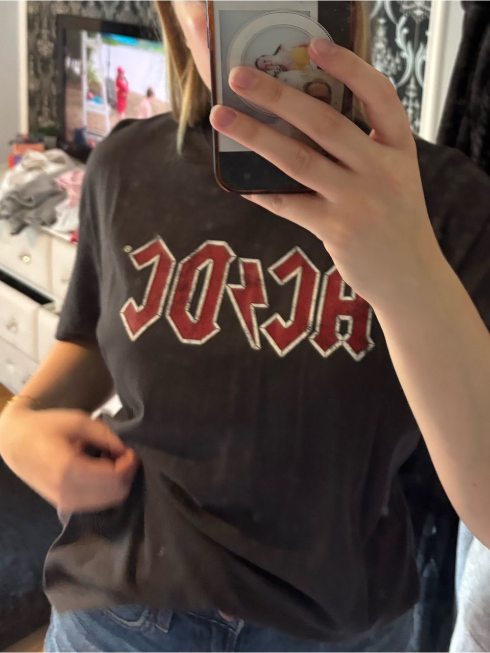 AC/DC Men Black Tee with Red Logo